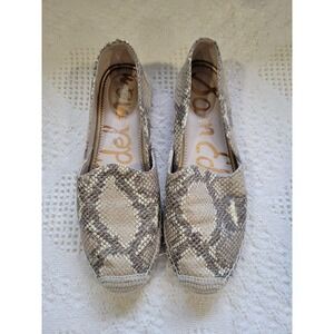 Sam Edelman Snakeskin Print Espadrille Flats Women's Size‎ 8M Beige Snake